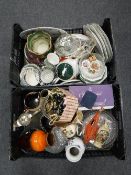 A Genie upright vac, Matsui VCR, figure of a sphinx head, battery Quartz clock in frame,