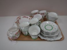A tray of Rosalind china tea service and a floral tea service
