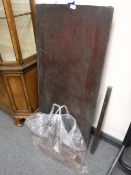 Three early Victorian mahogany table leaves and a bag of mahogany pieces