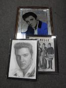 A framed picture mirror of Elvis Presley,