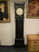 A continental painted longcase clock with gilt highlights