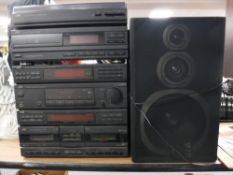 A JVC stereo system with speakers