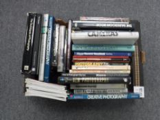 A box of books relating to photography