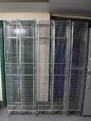 Two double door wire mesh lockers and a single door