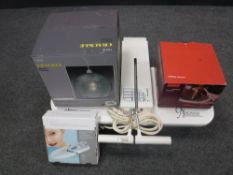 A Nouveau clothes press, together with a hair epilator,