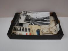 A box of railwayana; photographs,