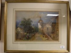 Edward Richardson (1810-1874) : Italian Village, watercolour, signed, dated 1855, 26 cm x 39 cm,