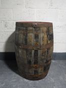 A coopered oak barrel