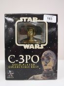 A boxed Gentle Giant Star Wars C-3PO gold plated collectable bust
