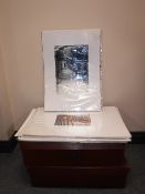 Two haberdasher's boxes and a quantity of unframed photographs