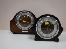 An oak Smiths mantel clock and one other (2)