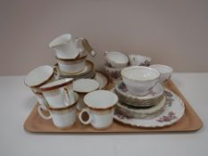 A tray of twenty one piece Royal Grafton Majestic tea service and a part Colclough tea service