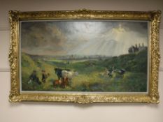 William Irving (Scottish, 1866-1953) : Newcastle Upon Tyne Town Moor, oil on canvas, 121cm x 66cm,