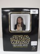 A boxed Gentle Giant Star Wars Qui-Gon Jinn collectable bust