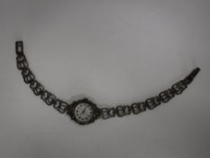 A sterling silver cocktail watch