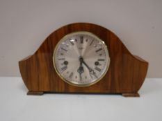 A walnut cased Bentina eight day mantel clock