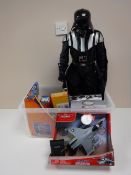 A box containing a large Darth Vader figure, three boxed Atlas 'Silver Classics' aeroplanes, toys,