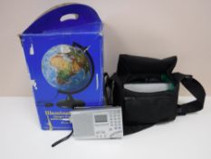 A boxed illuminated globe,