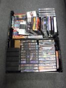 Two crates containing assorted DVD's,