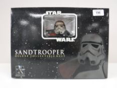 A boxed Gentle Giant Star Wars Sandtrooper Deluxe collectable bust