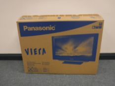 A boxed Panasonic Viera 32 inch LCD TV with remote