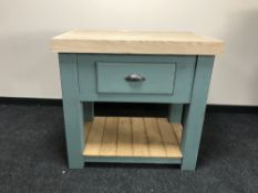 A reclaimed pine kitchen butchers block, fitted a drawer,