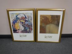 Two gilt framed prints after Gustav Klimt