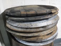 Nine oak barrel lids