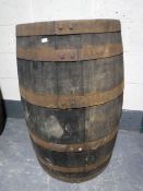 A coopered oak barrel