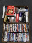 A box of CD's and books, opera,