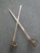 A pair of reproduction Spanish basket-handled swords