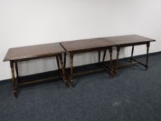 Three oak pub tables