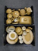 Two boxes of Denby stoneware tea and dinner ware