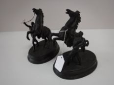 A pair of spelter figures - rearing horses
