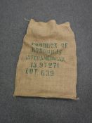 Four hessian coffee sacks