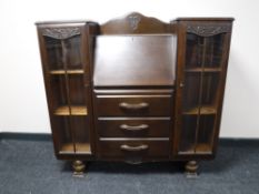 An oak side by side bureau bookcase