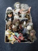 A box containing mid 20th century dolls,