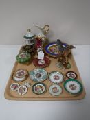 A tray of assorted Limoges cabinet plates, trinket dishes,