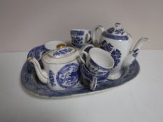 A late nineteenth century blue and white Willow patterned ashet,