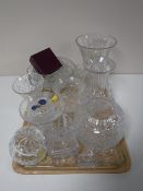 A tray containing a collection of twentieth century crystal