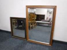 A contemporary framed bevel edge overmantel mirror,