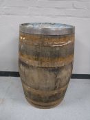 A coopered oak barrel