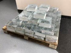 A pallet containing a large quantity of glass bricks