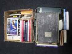 Two boxes containing antique guides and reference books,