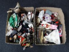 Two boxes containing mid 20th century dolls of the world