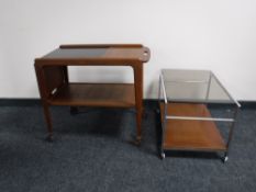 A mid twentieth century teak two tier drop end drinks trolley,