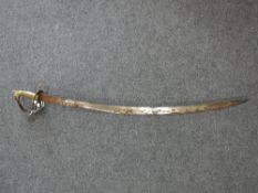 An Indian sword with brass handle