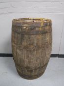 A coopered oak barrel
