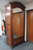 A French mahogany mirror door wardrobe CONDITION REPORT: Approximately 229cm high by