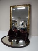 A gilt framed bevel edge over mantle mirror,